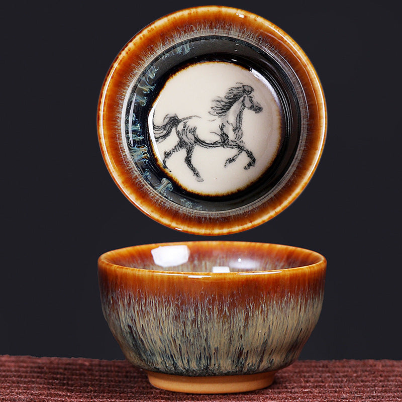 Ceramic 12 Chinese Zodiac Teacup 73ml for Tea Ritual