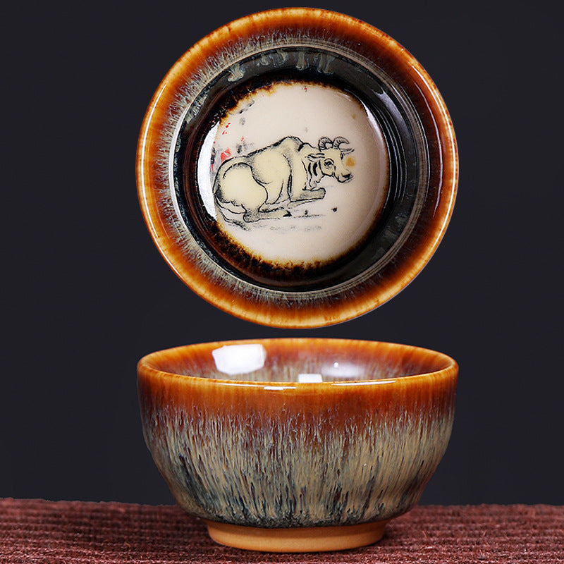 Ceramic 12 Chinese Zodiac Teacup 73ml for Tea Ritual