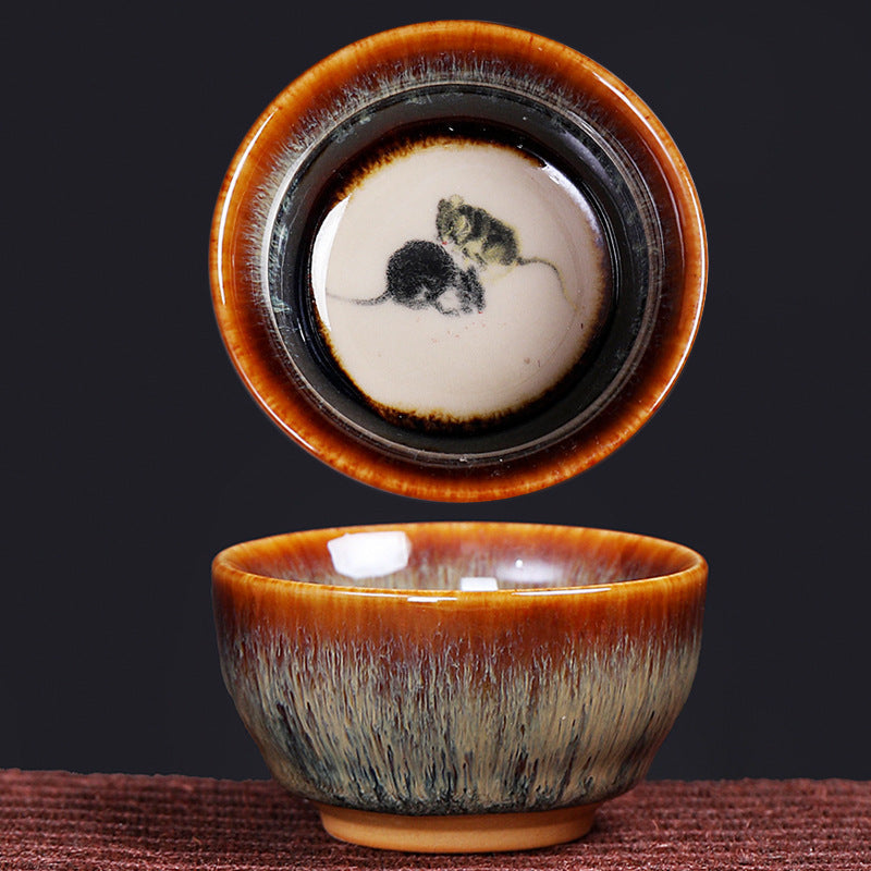 Ceramic 12 Chinese Zodiac Teacup 73ml for Tea Ritual