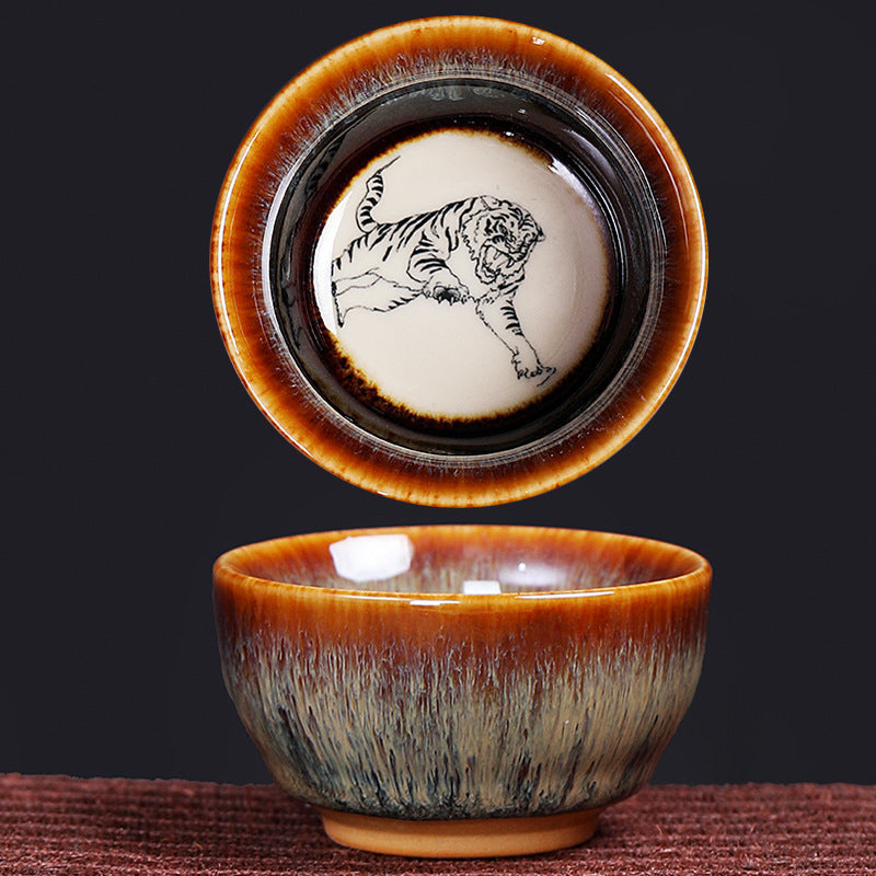 Ceramic 12 Chinese Zodiac Teacup 73ml for Tea Ritual