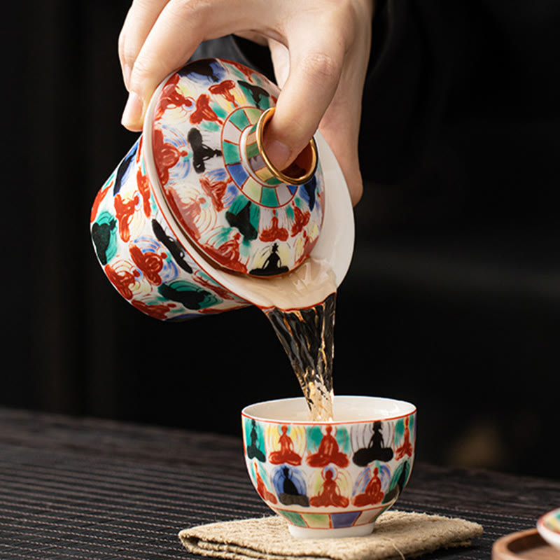 Ceramic 180ml Gaiwan Tea Cup With Lid | Zen Decor