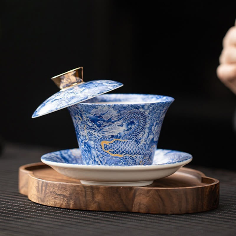 Ceramic 180ml Gaiwan Tea Cup With Lid | Zen Decor