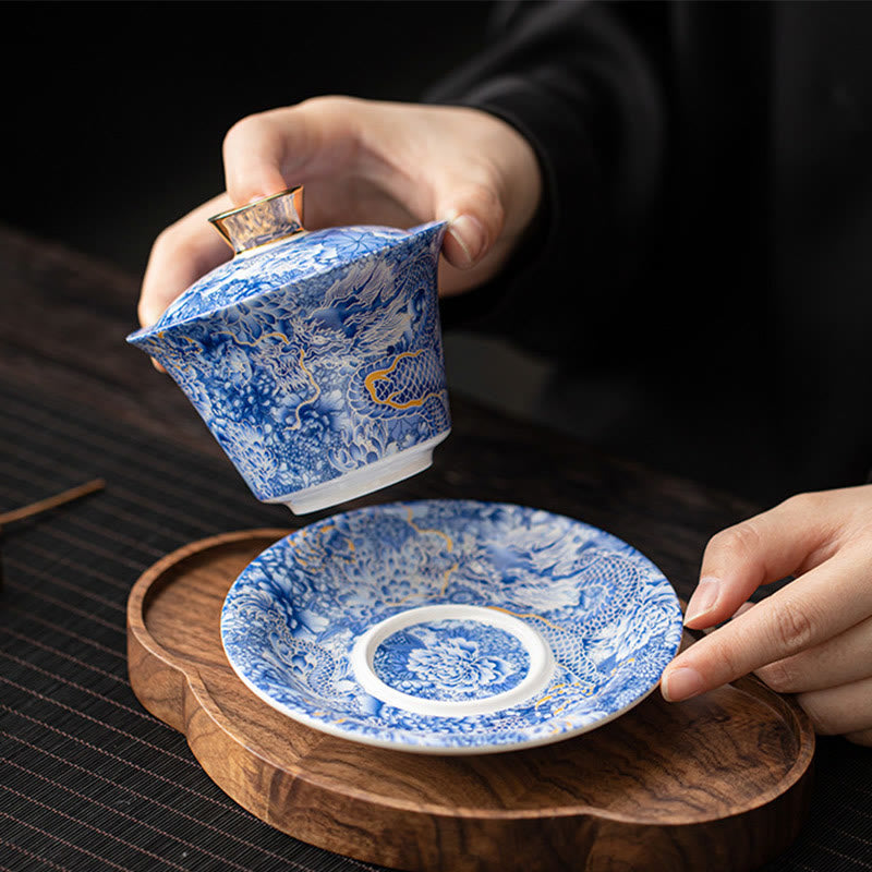 Ceramic 180ml Gaiwan Tea Cup With Lid | Zen Decor