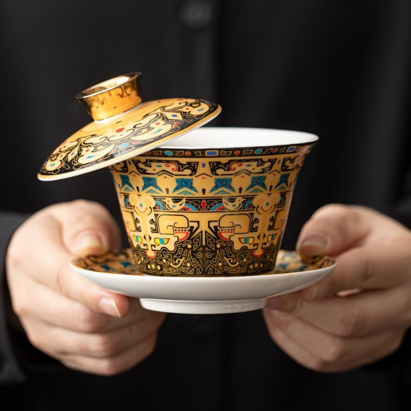 Ceramic 180ml Gaiwan Tea Cup With Lid | Zen Decor