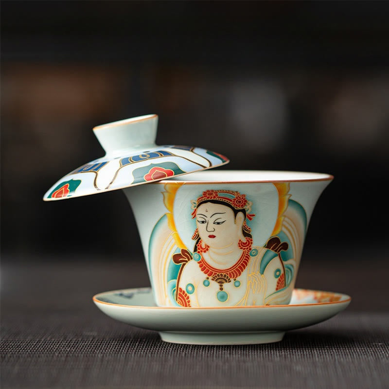 Ceramic 180ml Gaiwan Tea Cup With Lid | Zen Decor