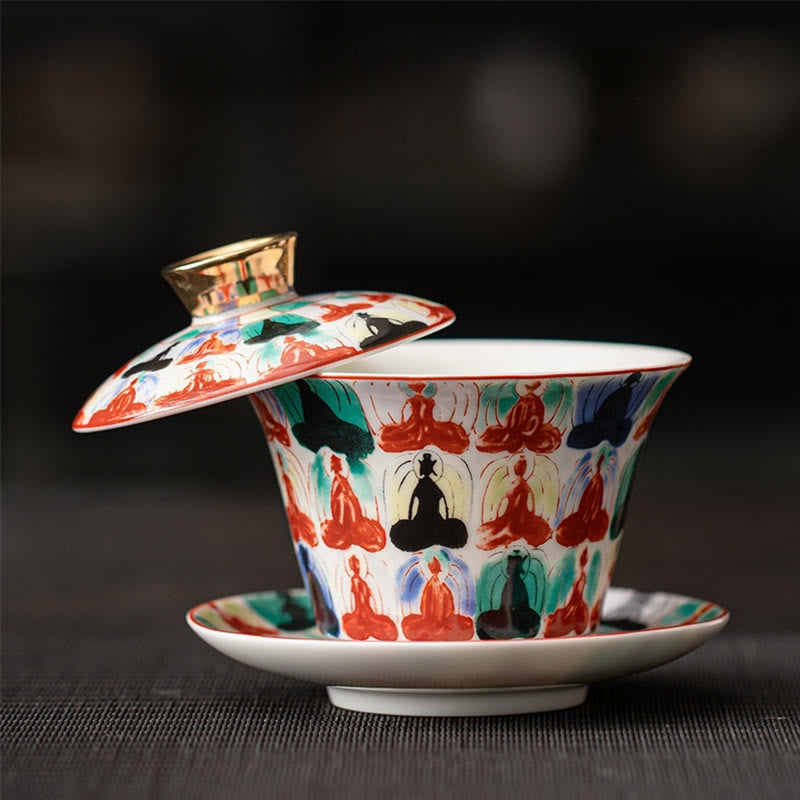 Ceramic 180ml Gaiwan Tea Cup With Lid | Zen Decor