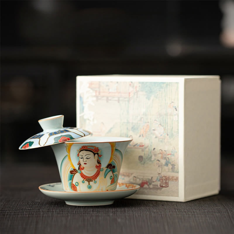 Ceramic 180ml Gaiwan Tea Cup With Lid | Zen Decor