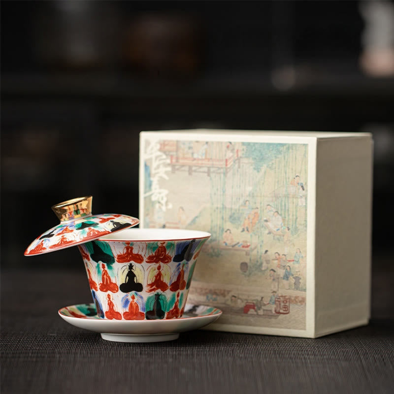 Ceramic 180ml Gaiwan Tea Cup With Lid | Zen Decor