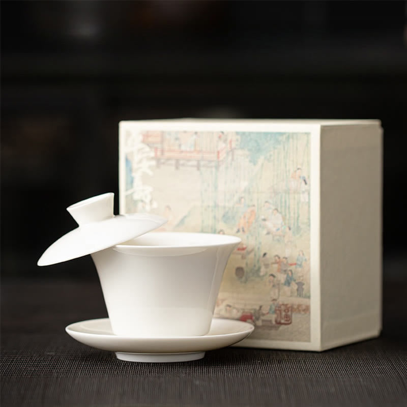 Ceramic 180ml Gaiwan Tea Cup With Lid | Zen Decor
