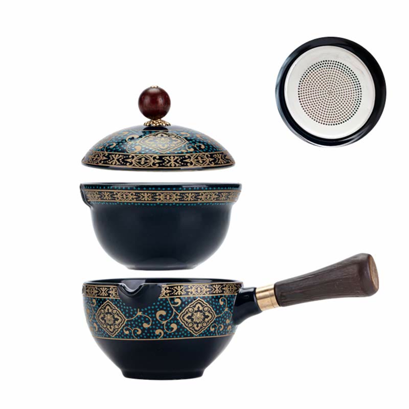 Ceramic Chinese Gongfu Teapot Set with Portable Gift Bag