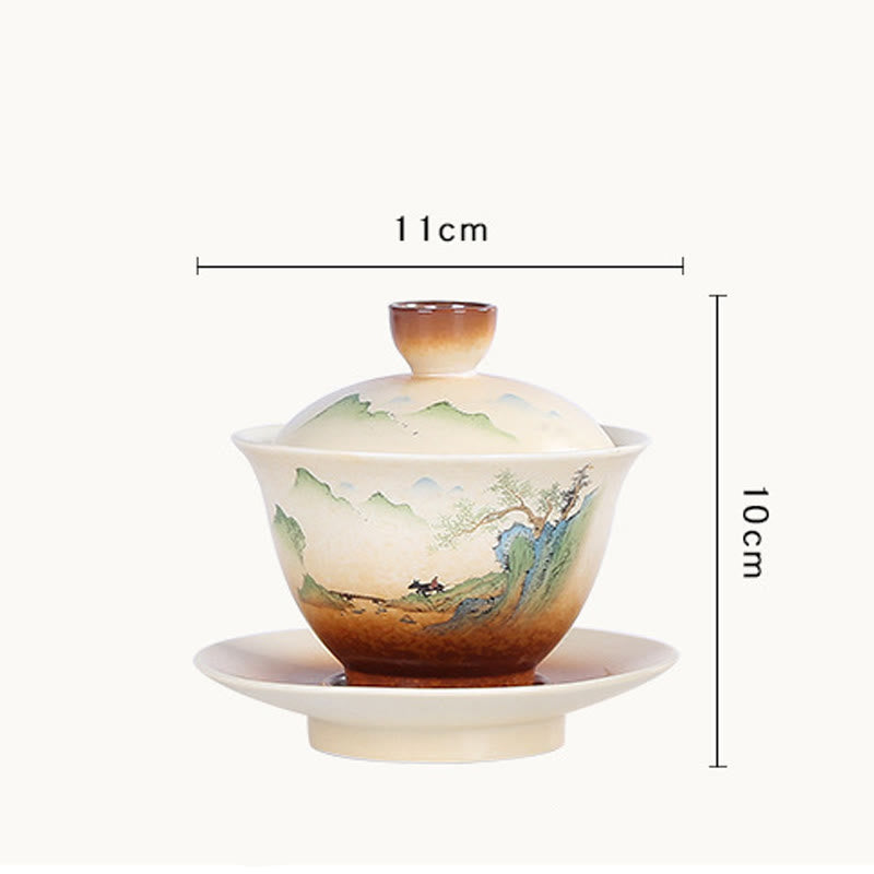 Ceramic Gaiwan Tea Cup With Lid | Zen Decor 100-130ml