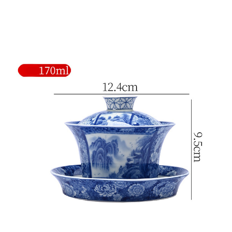 Ceramic Jingdezhen Dragon Phoenix Gaiwan Tea Cup 170ml