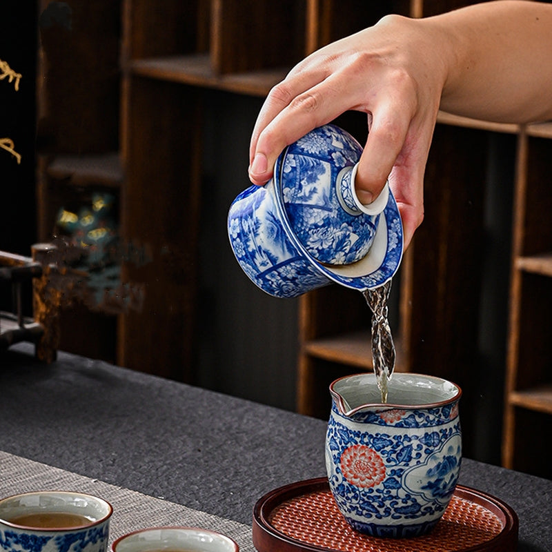 Ceramic Jingdezhen Dragon Phoenix Gaiwan Tea Cup 170ml
