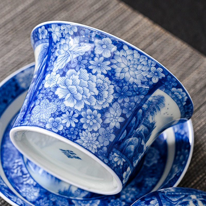 Ceramic Jingdezhen Dragon Phoenix Gaiwan Tea Cup 170ml