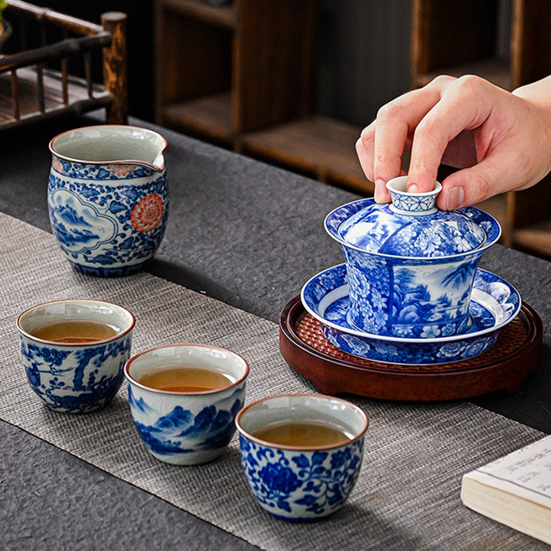 Ceramic Jingdezhen Dragon Phoenix Gaiwan Tea Cup 170ml