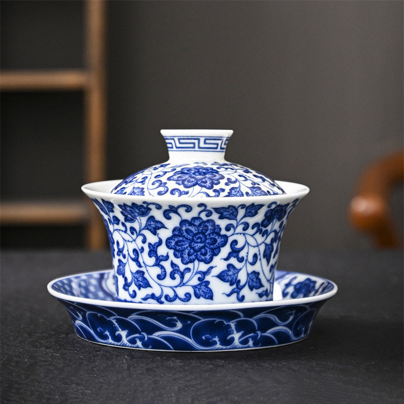 Ceramic Jingdezhen Dragon Phoenix Gaiwan Tea Cup 170ml