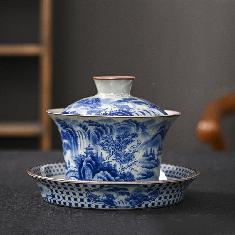 Ceramic Jingdezhen Dragon Phoenix Gaiwan Tea Cup 170ml