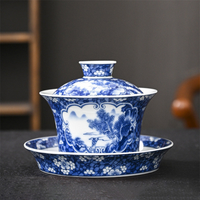 Ceramic Jingdezhen Dragon Phoenix Gaiwan Tea Cup 170ml