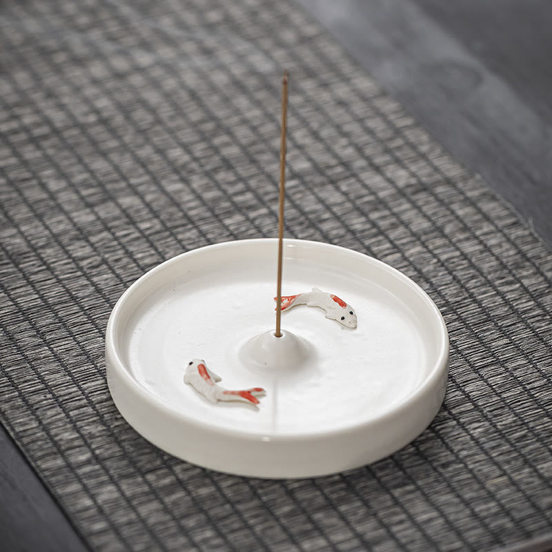 Ceramic Koi Fish Incense Burner for Spiritual Healing Meditation
