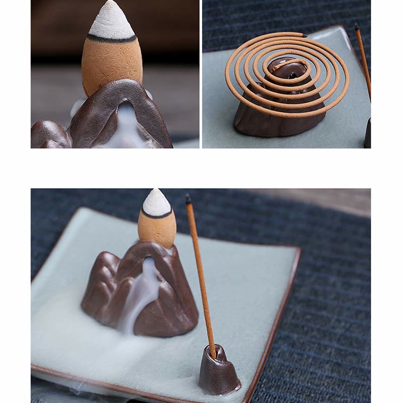 Ceramic Lotus Backflow Incense Burner for Meditation