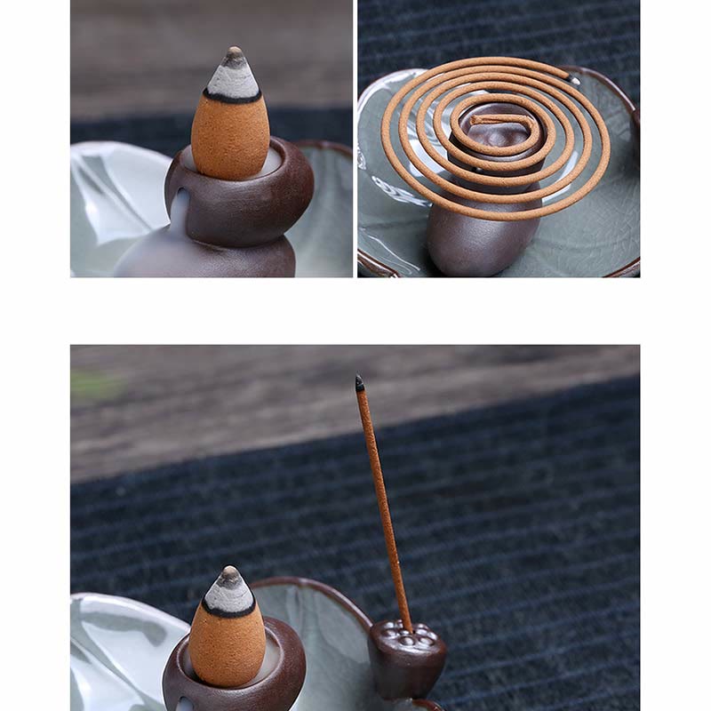 Ceramic Lotus Backflow Incense Burner for Meditation