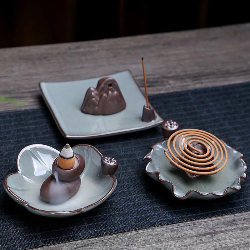 Ceramic Lotus Backflow Incense Burner for Meditation