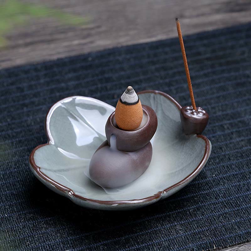 Ceramic Lotus Backflow Incense Burner for Meditation