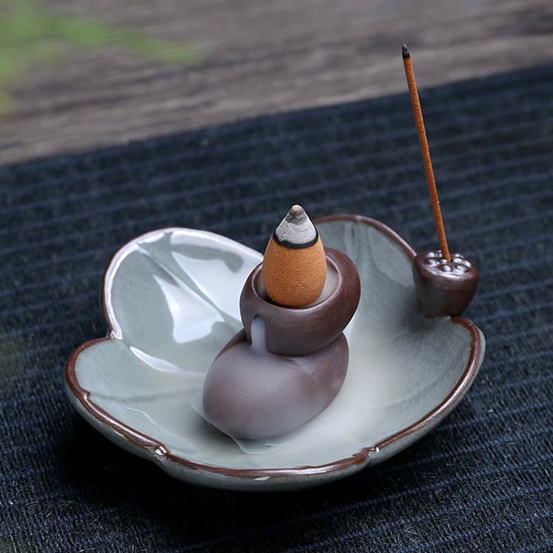 Ceramic Lotus Backflow Incense Burner for Meditation