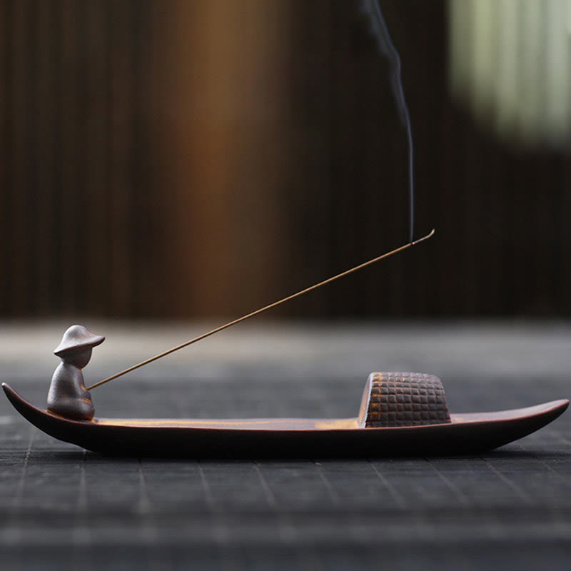 Ceramic Meditation Incense Burner | Lonely Fisherman Design