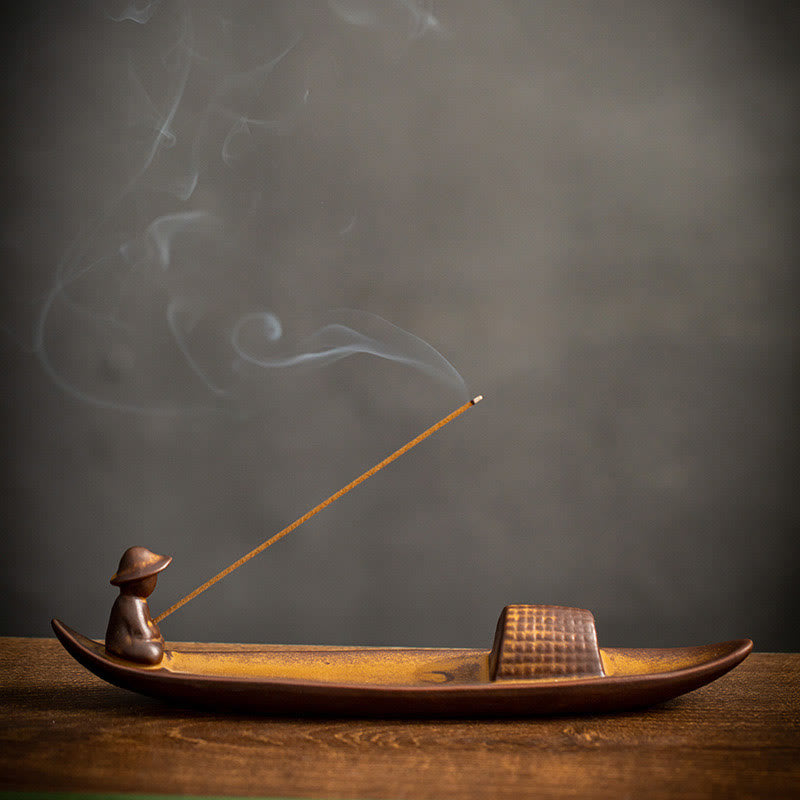 Ceramic Meditation Incense Burner | Lonely Fisherman Design