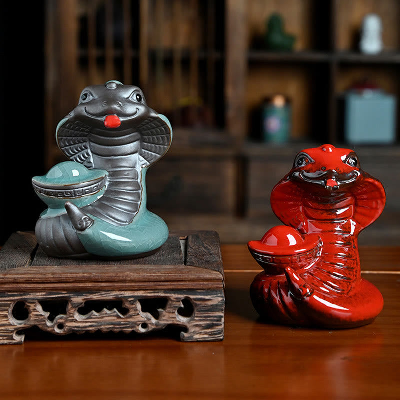 Ceramic Snake Ingot Fu Character Zen Home Decoration