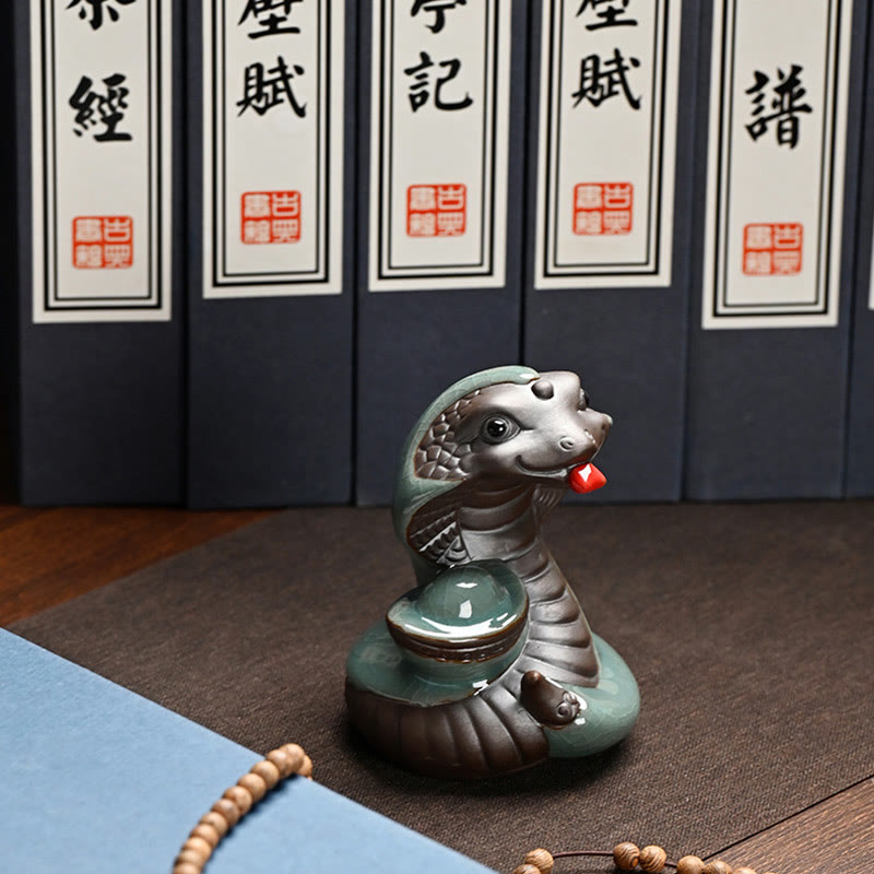 Ceramic Snake Ingot Fu Character Zen Home Decoration