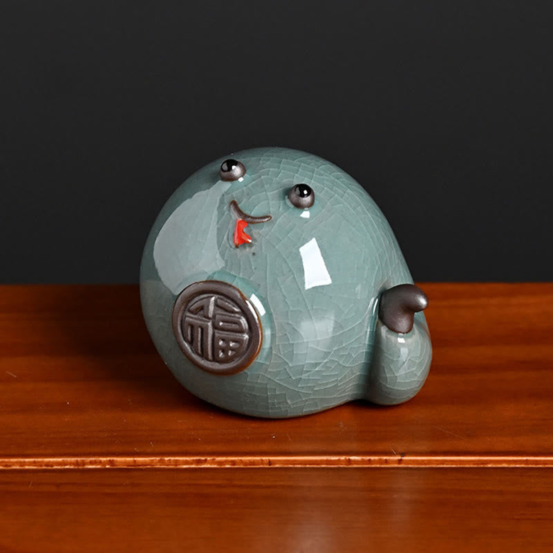 Ceramic Snake Ingot Fu Character Zen Home Decoration