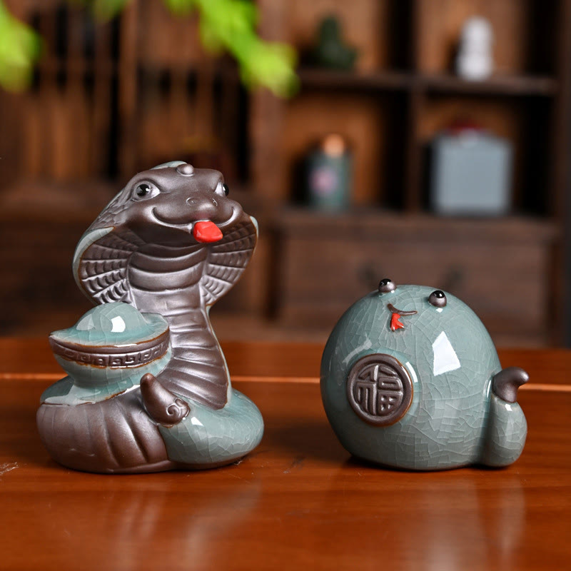 Ceramic Snake Ingot Fu Character Zen Home Decoration