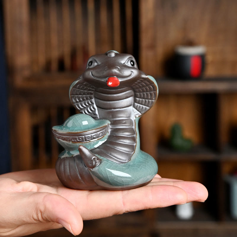 Ceramic Snake Ingot Fu Character Zen Home Decoration