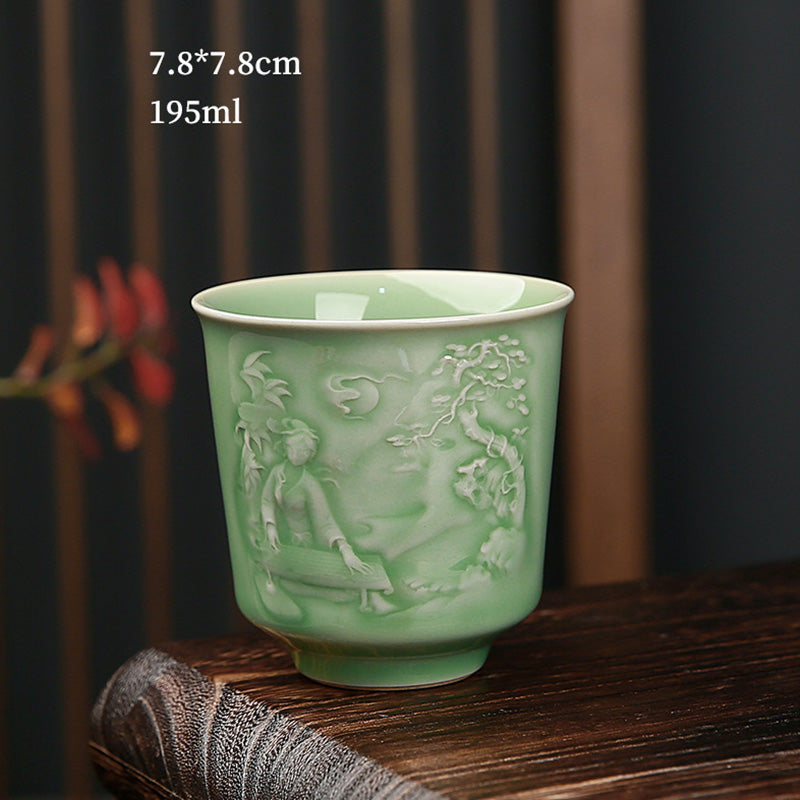 Ceramic Teacup with Zen Landscape Art | 130-195ml Capacity