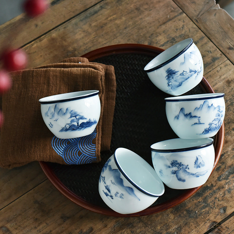 Ceramic Zen Meditation Teacup 130ml Koi Fish Lotus