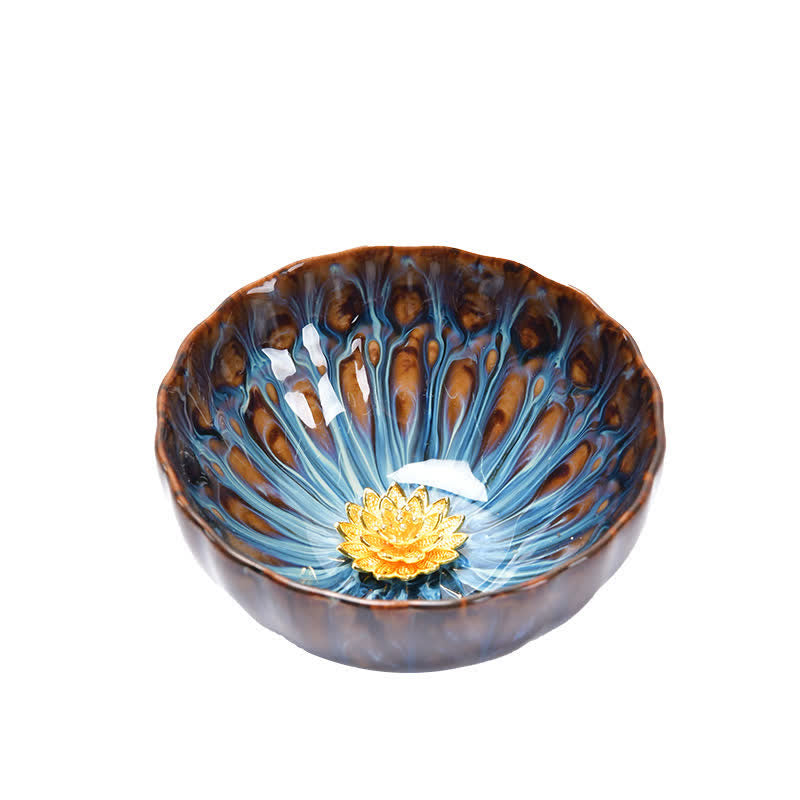 Ceramic Zen Teacup 120ml | Lotus Peacock Dragon Symbolism