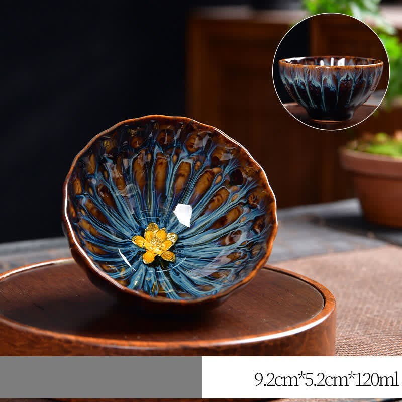 Ceramic Zen Teacup 120ml | Lotus Peacock Dragon Symbolism