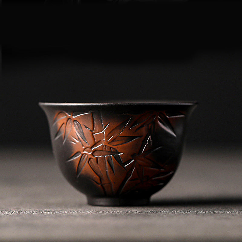 Ceramic Zen Teacup with Lotus & Dragon Design - 130ml Bowl