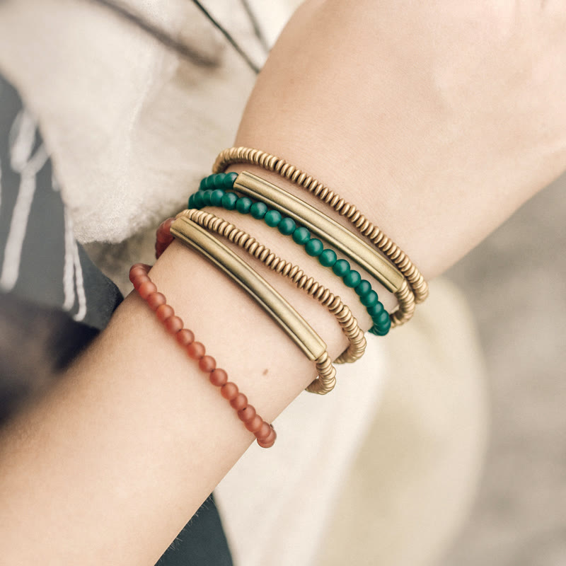 Triple Wrap Agate Stone Protection Copper Bracelet