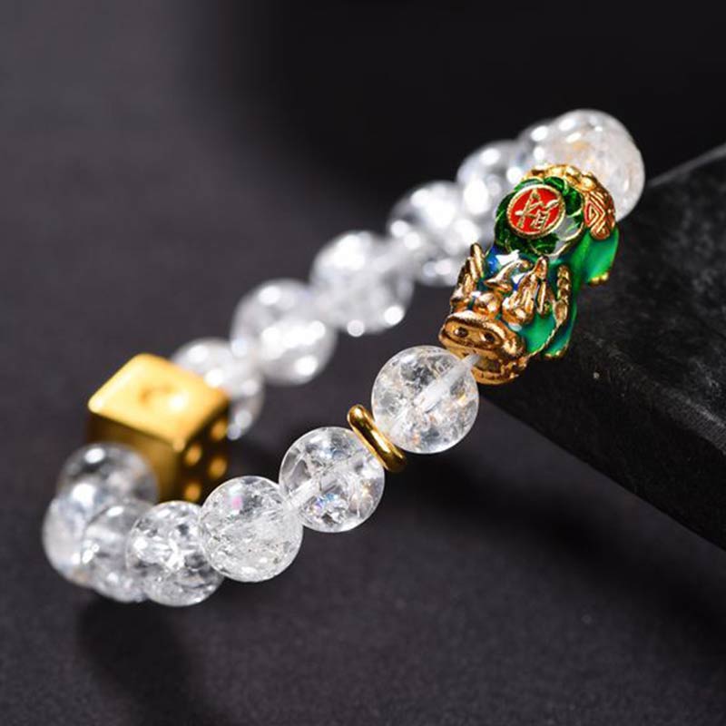 10mm Pixiu White Crystal Wealth Bracelet