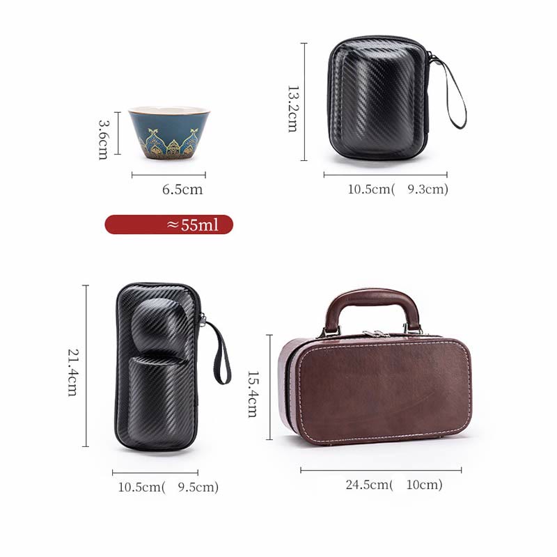 Portable Chinese Gongfu Ceramic Teapot Set with Bag