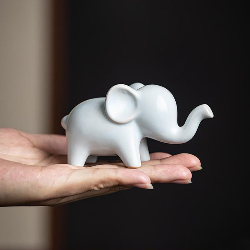 Small Ceramic Elephant Figurine for Spiritual Decor