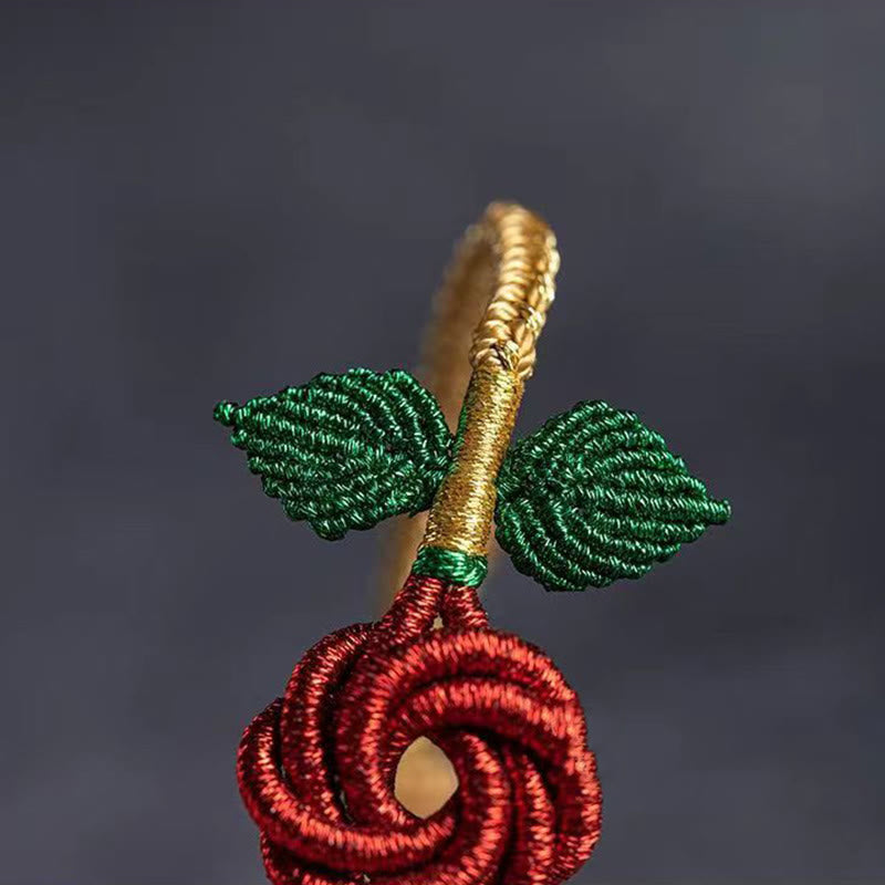 Handmade Red String Bracelet with Eight Thread Peace Knot for Luck