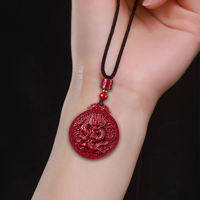 Year of the Dragon Cinnabar Protection Necklace Pendant