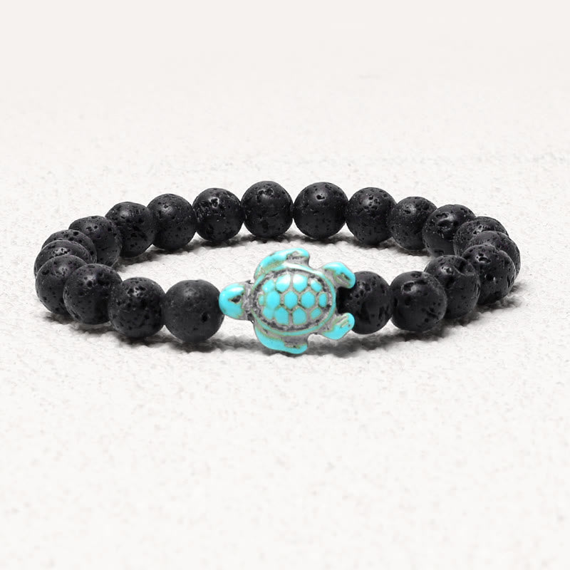 8mm Turquoise Blessing Bracelet with Sea Turtle Charm