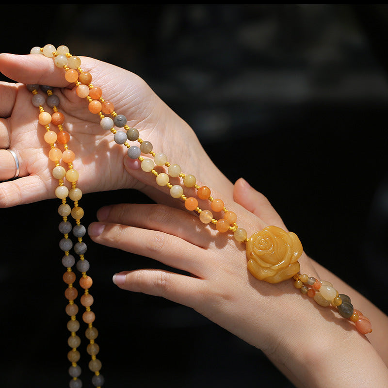 Golden Silk Jade Pendant Necklace | Wealth & Luck Charm