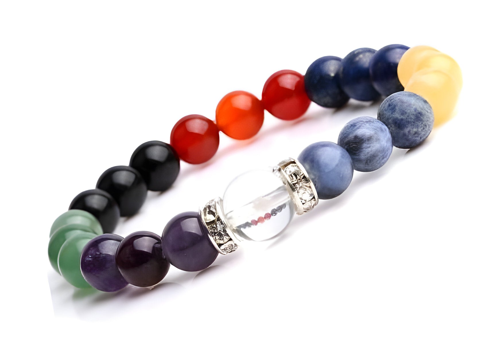 Chakra Balancing Bracelet with Clear Crystal Bead