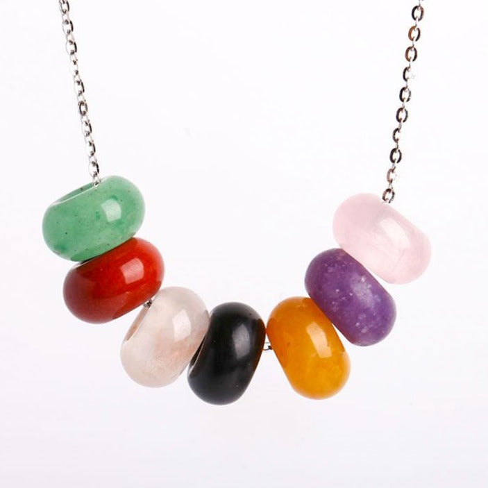 Chakra Crystal Necklace with Donut Beads | Spiritual Healing